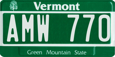 VT license plate AMW770