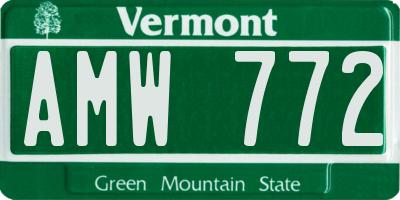 VT license plate AMW772
