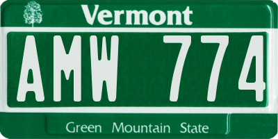 VT license plate AMW774