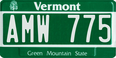 VT license plate AMW775