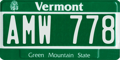 VT license plate AMW778