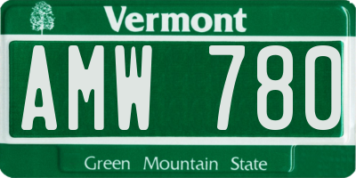 VT license plate AMW780