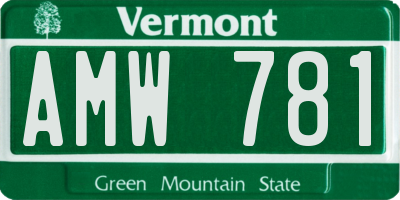 VT license plate AMW781