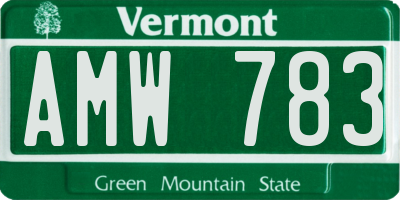 VT license plate AMW783