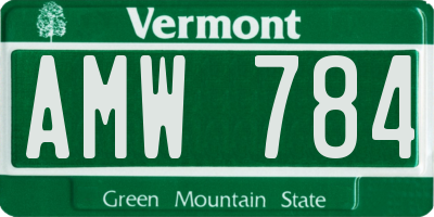 VT license plate AMW784
