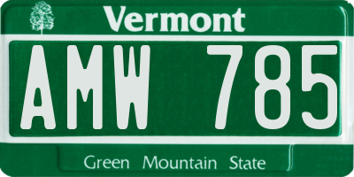 VT license plate AMW785