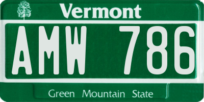 VT license plate AMW786