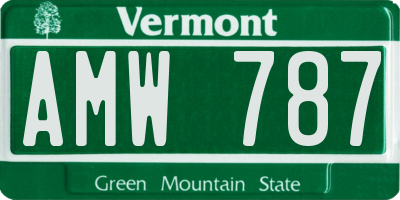 VT license plate AMW787