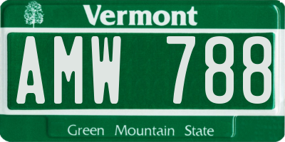 VT license plate AMW788