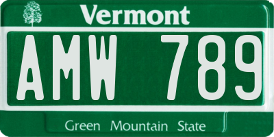 VT license plate AMW789