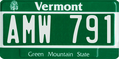 VT license plate AMW791