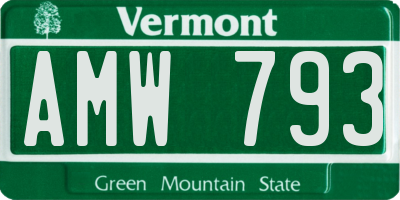 VT license plate AMW793
