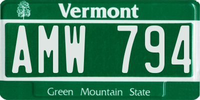 VT license plate AMW794