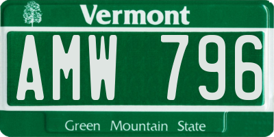 VT license plate AMW796