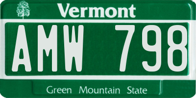 VT license plate AMW798