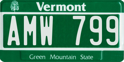 VT license plate AMW799