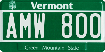 VT license plate AMW800