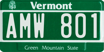 VT license plate AMW801