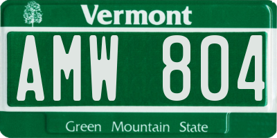 VT license plate AMW804