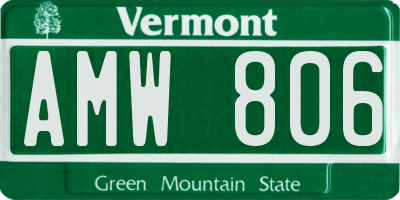 VT license plate AMW806