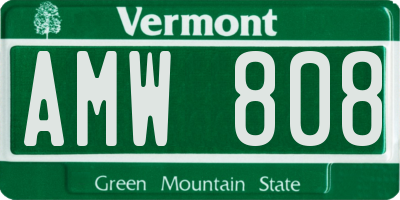 VT license plate AMW808