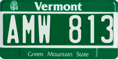 VT license plate AMW813