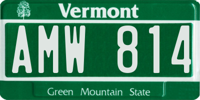 VT license plate AMW814