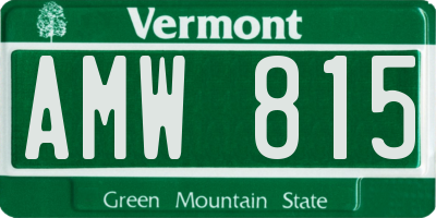 VT license plate AMW815