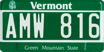 VT license plate AMW816
