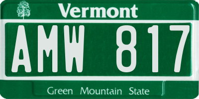 VT license plate AMW817