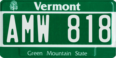 VT license plate AMW818