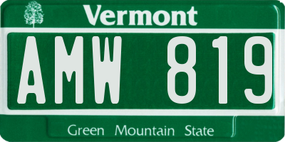 VT license plate AMW819