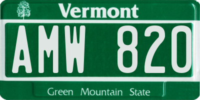 VT license plate AMW820