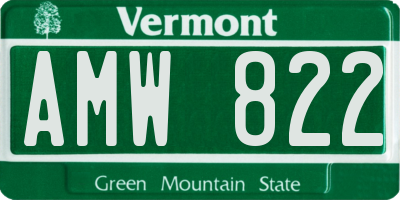 VT license plate AMW822