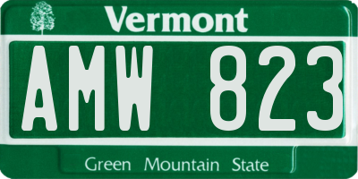 VT license plate AMW823