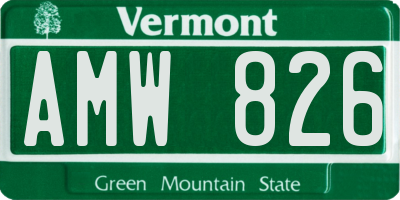 VT license plate AMW826