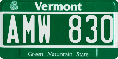 VT license plate AMW830