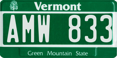VT license plate AMW833