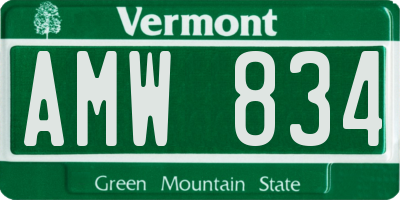 VT license plate AMW834