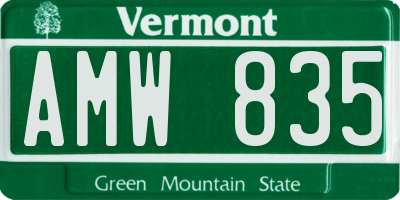 VT license plate AMW835
