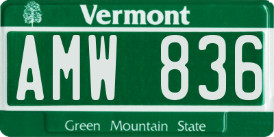 VT license plate AMW836