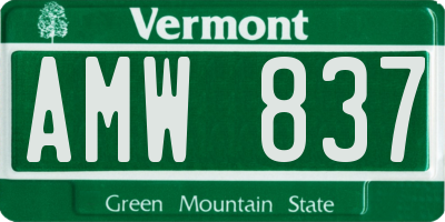 VT license plate AMW837