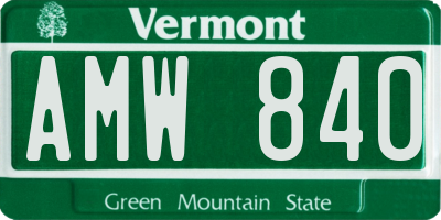 VT license plate AMW840