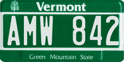 VT license plate AMW842