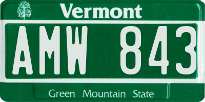 VT license plate AMW843