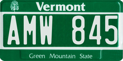 VT license plate AMW845