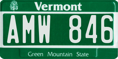 VT license plate AMW846