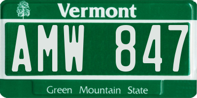 VT license plate AMW847