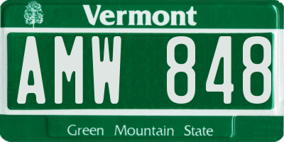 VT license plate AMW848