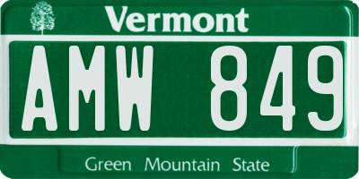 VT license plate AMW849